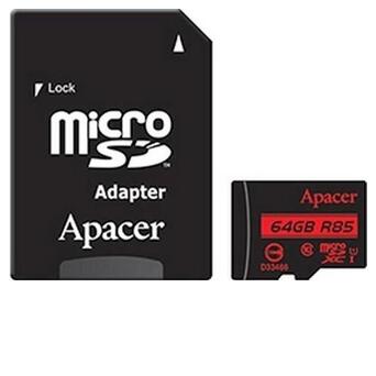 Карта пам'яті MicroSDHXC Apacer 64GB UHS-I Class 10 SD adapter (AP64GMCSX10U5-R) фото №1