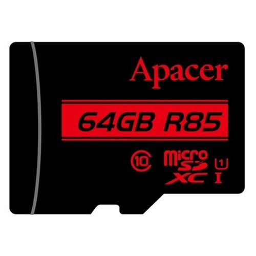 Карта пам'яті MicroSDHXC Apacer 64GB UHS-I Class 10 SD adapter (AP64GMCSX10U5-R) фото №2
