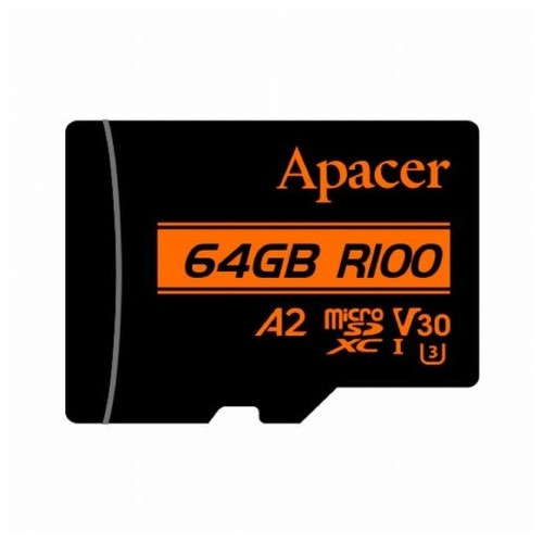 Карта пам'яті MicroSDXC 64GB UHS-I/U3 Class 10 Apacer (AP64GMCSX10U8-R) SD адаптер фото №2