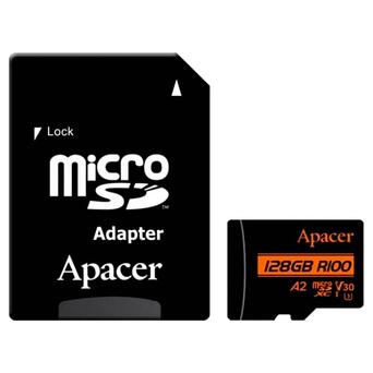 Карта пам'яті MicroSDXC 128GB UHS-I/U3 Class 10 Apacer (AP128GMCSX10U8-R) SD адаптер фото №1