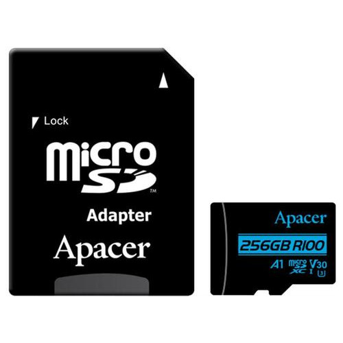 Карта пам'яті MicroSDXC 256GB UHS-I/U3 Class 10 Apacer (AAP256GMCSX10U7-R) SD адаптер фото №1