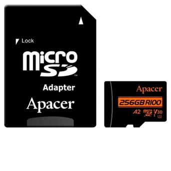 Карта пам'яті MicroSDXC 256GB UHS-I/U3 Class 10 Apacer (AP256GMCSX10U8-R) SD адаптер фото №1