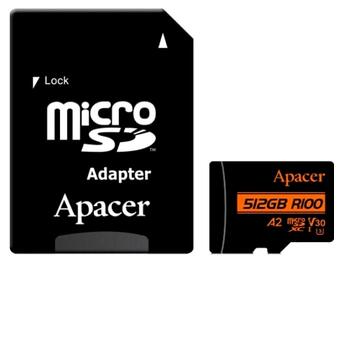 Карта пам'яті MicroSDXC 512GB UHS-I/U3 Class 10 Apacer (AP512GMCSX10U8-R) SD адаптер фото №1