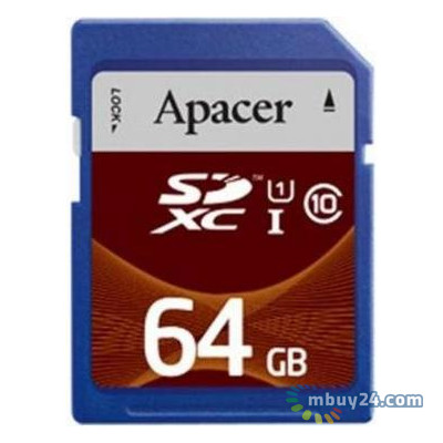 Карта пам'яті Apacer SDXC UHS-I Class10 64GB RP (AP64GSDXC10U1-R) фото №1