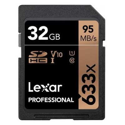 Карта памяти Lexar 32GB SDHC class 10 UHS-I U1 V10 633x Professional (LSD32GCB633) фото №1