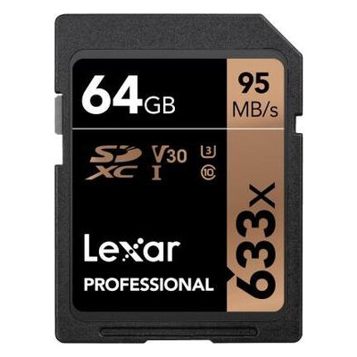 Карта пам'яті Lexar 64GB SDXC class 10 UHS-I U3 V30 633x Professional (LSD64GCB633) фото №1