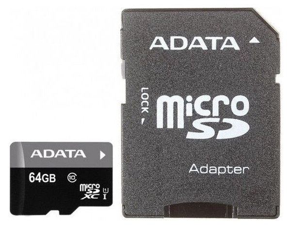 Карта пам'яті MicroSDHC A-Data 64GB class10 UHS-I Adapter SD (AUSDX64GUICL10-RA1) фото №1