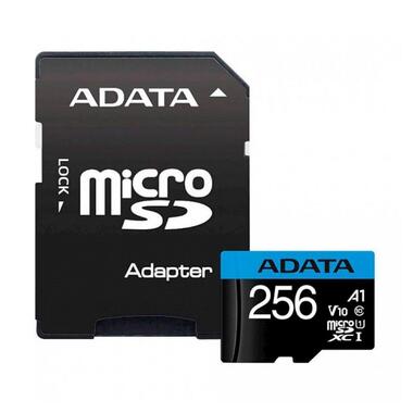 Карта пам'яті  A-DATA microSDXC Premier 256GB Class 10 UHS-I V10 A1 100 МБ/с +SD-адаптер (AUSDX256GUICL10A1-RA1) фото №1