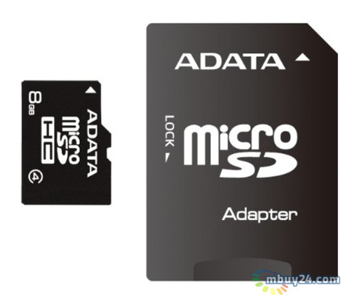 Карта пам'яті A-Data 8GB microSDHC Class 4 (adapter) (AUSDH8GCL4-RA1) фото №1