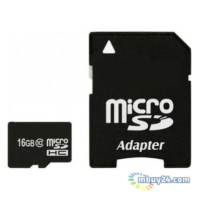 Карта пам'яті eXceleram 16Gb microSDHC class 10 із адаптером SD (MSD1610A) фото №1