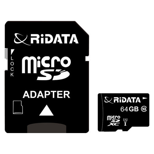 Карта пам'яті RiDATA microSDXC 64GB Class 10 UHS-I адаптер SD фото №1