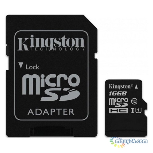 Карта пам'яті Kingston 16 GB microSDHC Class 10 UHS-I Canvas Select SD Adapter (SDCS/16GB) фото №1