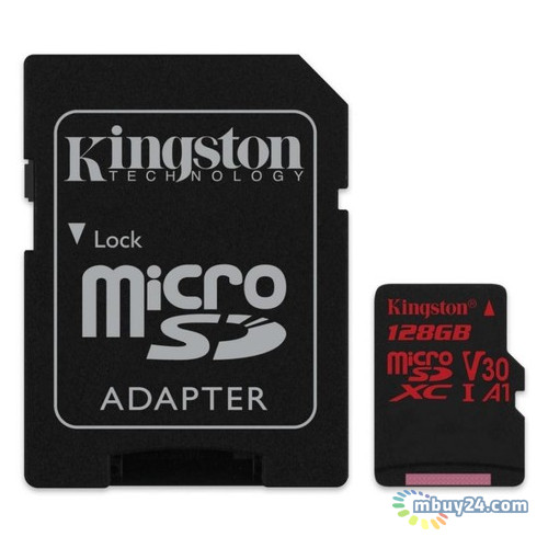 Карта памяти Kingston 128 GB microSDXC class 10 UHS-I U3 Canvas React + SD Adapter (SDCR/128GB) фото №1