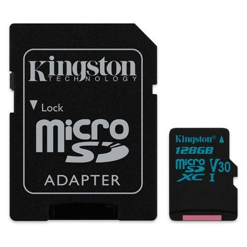 Карта памяти Kingston microSDHC/SDXC UHS-I U3 Class 10 Canvas Go SD-адаптер 128Gb фото №1