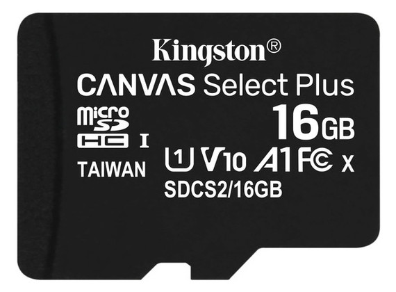 Карта памяти Kingston 16GB microSDHC class 10 Canvas Select Plus 100R A1 (SDCS2/16GBSP) фото №1