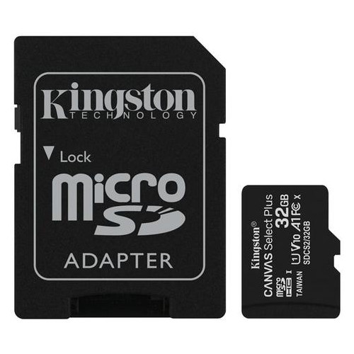 Карта памяти MicroSDHC 32GB UHS-I Class 10 Kingston Canvas Select Plus R100MB/s + SD-адаптер (SDCS2/32GB) фото №1