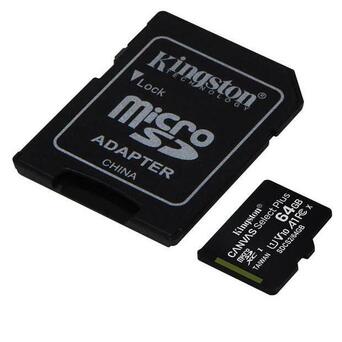 Карта пам'яті MicroSDXC 64GB UHS-I Class 10 Kingston Canvas Select Plus R100MB/s SD-адаптер (SDCS2/64GB) фото №2