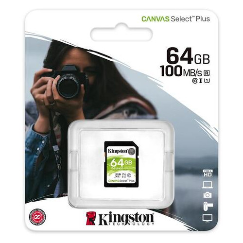 Карта пам'яті SDXC 64GB UHS-I Class 10 Kingston Canvas Select Plus R100MB/s (SDS2/64GB) фото №3