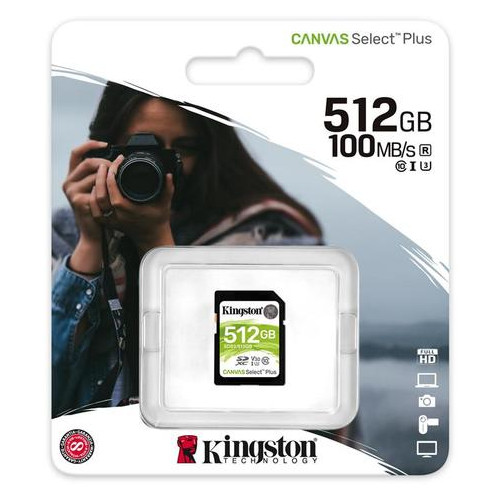 Карта пам'яті SDXC 512GB UHS-I/U3 Class 10 Kingston Canvas Select Plus R100/W85MB/s (SDS2/512GB) фото №3