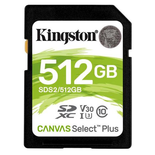 Карта пам'яті SDXC 512GB UHS-I/U3 Class 10 Kingston Canvas Select Plus R100/W85MB/s (SDS2/512GB) фото №1