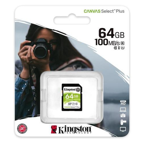 Карта пам'яті Kingston 64GB SDXC class 10 UHS-I U3 Canvas Select Plus (SDS2/64GB) фото №3