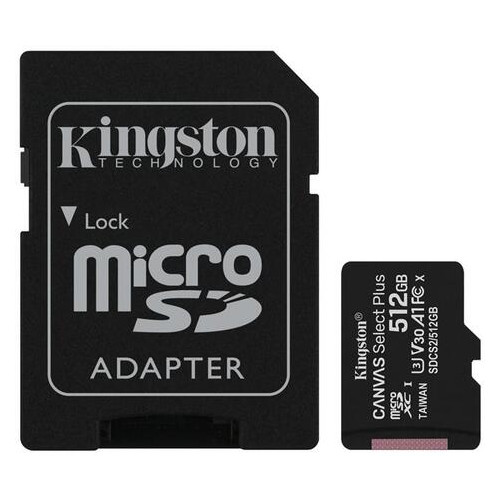 Карта памяти Kingston 512GB microSD class 10 A1 Canvas Select Plus (SDCS2/512GB) фото №1