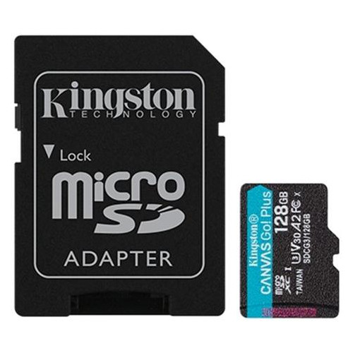 Карта пам'яті Kingston MicroSDXC 128GB UHS-I/U3 Class 10 Canvas Go! Plus R170/W90MB/s SD-адаптер (SDCG3/128GB) фото №1