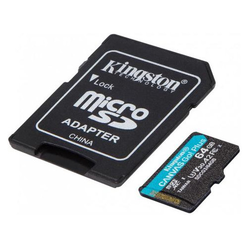 Карта пам'яті Kingston MicroSDXC 64GB UHS-I/U3 Class 10 Canvas Go! Plus R170/W70MB/s SD-адаптер (SDCG3/64GB) фото №2