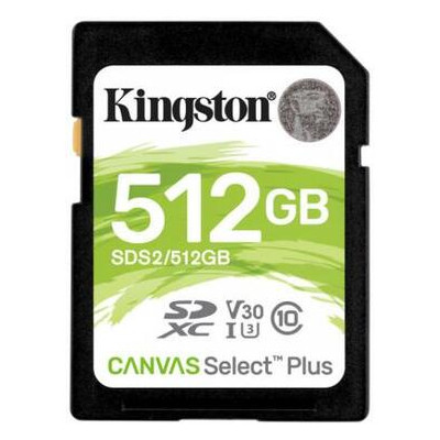 Карта пам'яті Kingston 512GB SDXC class 10 UHS-I U3 Canvas Select Plus (SDS2/512GB) фото №1