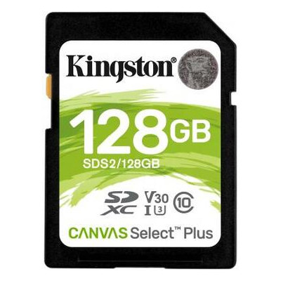 Карта пам'яті Kingston 128GB SDXC class 10 UHS-I U3 Canvas Select Plus (SDS2/128GB) фото №1