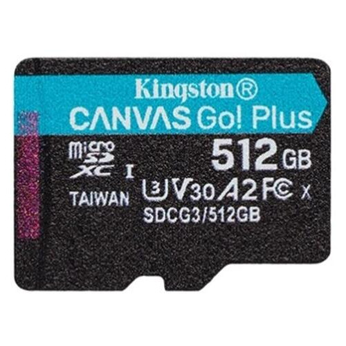 Карта пам'яті MicroSDXC 512GB UHS-I/U3 Class 10 Kingston Canvas Go! Plus R170/W90MB/s (SDCG3/512GBSP) фото №1