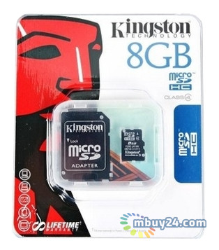 Карта пам'яті Kingston 8GB microSDHC Class 4 (adapter SD) (SDC4/8GB) фото №2