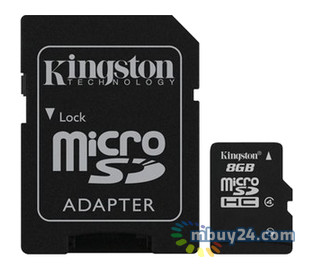 Карта пам'яті Kingston 8GB microSDHC Class 4 (adapter SD) (SDC4/8GB) фото №1