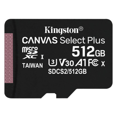 Карта пам'яті Kingston 512GB microSDXC class 10 UHS-I U3 V30 A1 Canvas Select Plus (SDCS2/512GBSP) фото №1