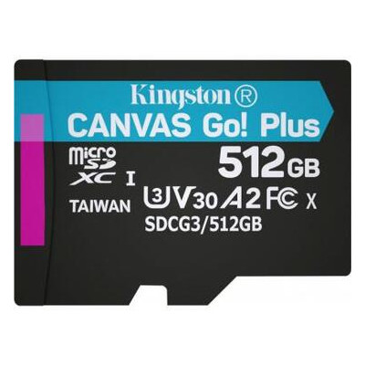 Карта пам'яті Kingston 512GB microSDXC 10 UHS-I/U3 Canvas Go Plus (SDCG3/512GBSP) фото №1