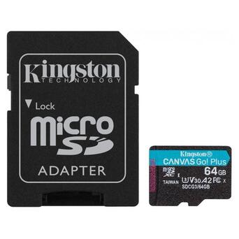 Карта пам'яті Kingston 64GB microSDXC class 10 UHS-I U3 A2 Canvas Go Plus (SDCG3/64GB) фото №1