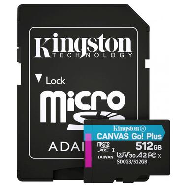 Карта пам'яті MicroSDXC 512GB Kingston Canvas Go! Plus class10 UHS-I U3 V30 Adapter SD (SDCG3/512GB) фото №1