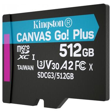 Карта пам'яті MicroSDXC 512GB Kingston Canvas Go! Plus class10 UHS-I U3 V30 Adapter SD (SDCG3/512GB) фото №4