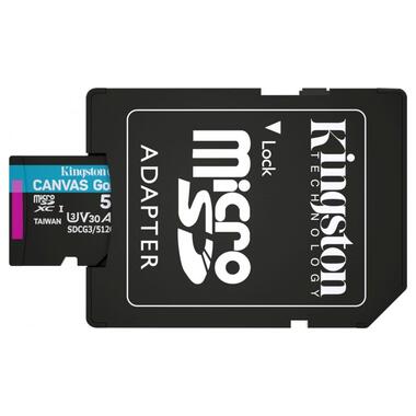 Карта пам'яті MicroSDXC 512GB Kingston Canvas Go! Plus class10 UHS-I U3 V30 Adapter SD (SDCG3/512GB) фото №5