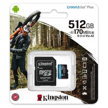 Карта пам'яті MicroSDXC 512GB Kingston Canvas Go! Plus class10 UHS-I U3 V30 Adapter SD (SDCG3/512GB) фото №7