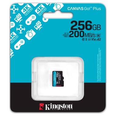 Карта пам'яті Kingston 256GB microSDXC сlass 10 UHS-I U3 V30 A2 Canvas Go Plus G4 (SDCG4/256GBSP) фото №3
