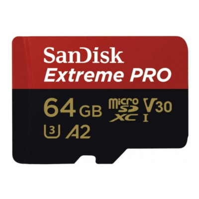 Карта пам'яті 64GB microSD SanDisk C10 UHS-I U3 R200/W90MB/s Extreme Pro V30 SD (SDSQXCU-064G-GN6MA) фото №1