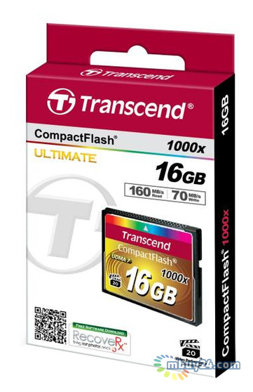 Карта пам'яті Transcend Compact Flash 16GB (1000X) (TS16GCF1000) фото №2