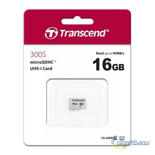 Карта пам'яті Transcend 16GB microSDHC C10 UHS-I (TS16GUSD300S) фото №2