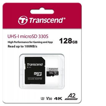 Карта пам'яті Transcend 128GB microSDXC C10 UHS-I U3 A2 R100/W85MB/s SD (TS128GUSD330S) фото №3