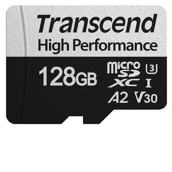 Карта пам'яті Transcend 128GB microSDXC C10 UHS-I U3 A2 R100/W85MB/s SD (TS128GUSD330S) фото №2