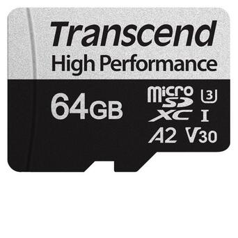 Карта пам'яті Transcend 64GB microSDXC C10 UHS-I U3 A2 R100/W85MB/s SD (TS64GUSD330S) фото №1