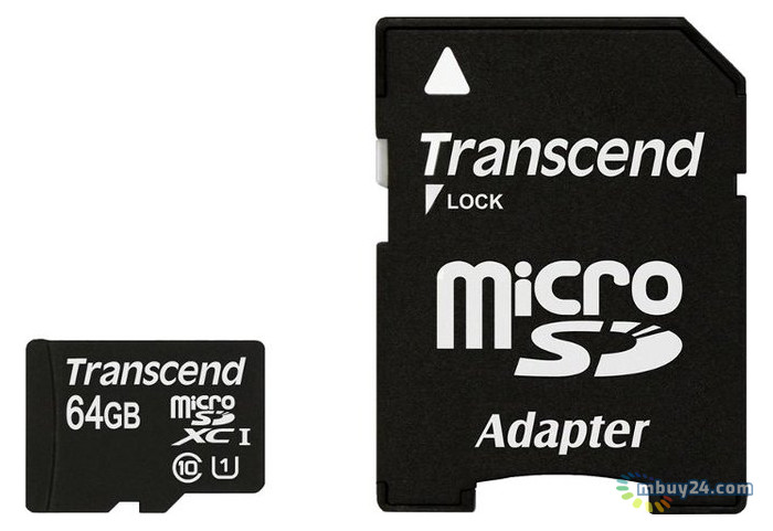 Карта пам'яті Transcend microSDXC 64GB Class 10 UHS-I Premium (X300) (адаптер SD) (TS64GUSDU1) фото №1