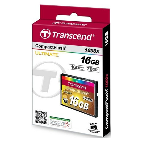 Карта пам'яті Transcend 16 GB 1000X CompactFlash Card (TS16GCF1000) (WY36dnd-92537) фото №2