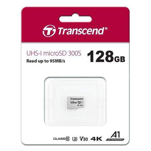 Карта памяти Transcend 128GB microSDXC C10 UHS-I R95/W45MB/s (JN63TS128GUSD300S) фото №1
